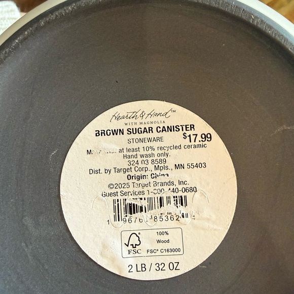 Hearth And Hand With Magnolia White Ceramic Canister with Wooden Lid - Picture 3 of 3